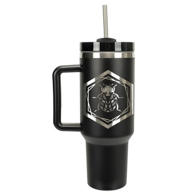 Elanze Designs Hexagon Floral Beetle Bug Insect 40 oz. Stainless Steel, Large Water Bottle Coffee Mug, Spill & Leak Resistant, Thermal Travel Tumbler