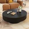 32"W Modern Round Coffee Table Cocktail Table Accent Table Drum End Table Minimalist Fluted Center Table, Easy Assembly, Black/White-ModernLuxe - 2 of 4