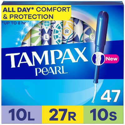 Tampax Pearl Tampons Trio Pack with Plastic Applicator and LeakGuard Braid - Light/Regular/Super Absorbency - Unscented