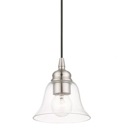Brushed Nickel Hand-Blown Glass Indoor/Outdoor Pendant Light