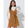 Allegra K Women's Faux Suede V Neck Button Down Belted Pinafore Overall Dress - 2 of 4