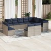 vidaXL Patio Sofa Set Black with Blue Cushions - Beige and Gray Without Table - 2 of 4