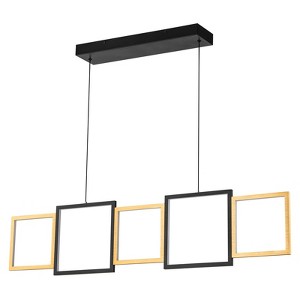 LLHZSY Rustic Aluminum Dimmable Rectangle LED Linear Pendant Light Fixture- W43 3/10" - 1 of 4