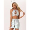 INSPIRE CHIC Women's Metallic Shiny Holographic High Waist Zipper Mini Skirts - 3 of 4