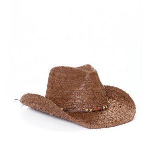 NEW Brown Woven Cowboy Hat with Beaded Band Shayak - Wide Brim Tagua Bead Panama Hat | Artesano – www  main image 4