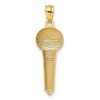 Black Bow Jewelry 14k Yellow Gold and White Rhodium Microphone Pendant, 9 x 29mm - 3 of 4