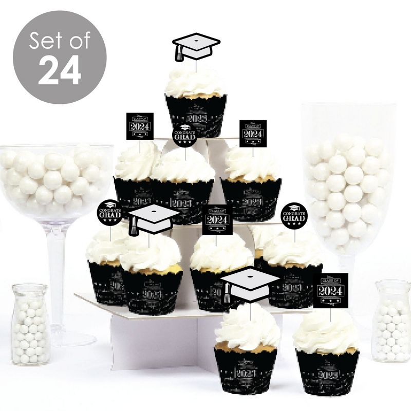 Big Dot of Happiness Graduation Cheers - Cupcake Decoration - 2024 Graduation Party Cupcake Wrappers and Treat Picks Kit - Set of 24, 2 of 8