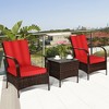 Tangkula 3PCS Patio Rattan Conversation Set Outdoor Furniture Set w/ Table Cushions - 4 of 4