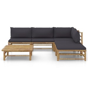 vidaXL Garden Lounge Set Dark Grey, Bamboo Bamboo, Fabric (100% polyester) - 1 of 4