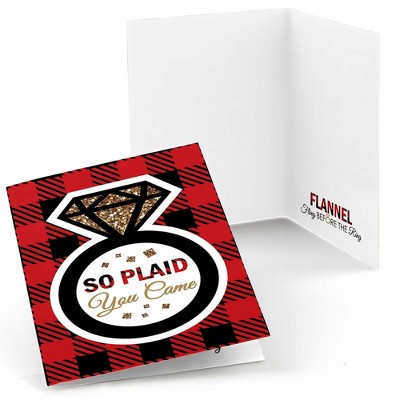 Big Dot of Happiness Flannel Fling Before the Ring - Buffalo Plaid Bachelorette Party Thank You Cards (8 Count)