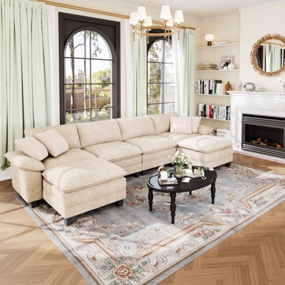 Captiva Designs 157.5-Inch Cloud Modular 6-Seater U-Shaped Sectional Sofa, Oversized Couch with Ottomans, Deep Seats