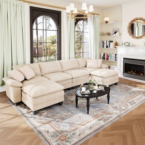 Captiva Designs Cloud Modular Sectional Sofa, 157.5" U-Shaped 6-Seater Couch with Ottomans - 1 of 4