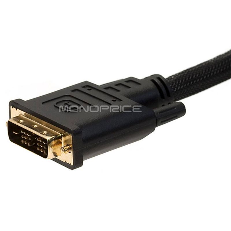 Monoprice Video Cable - 6 Feet - Black | 24AWG CL2 High Speed HDMI to DVI Adapter with Net Jacket, 3 of 5