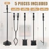 attop 5 PCS Black Wrought Iron Fire Tools Set Outdoor/Indoor - 2 of 4