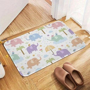 Elephants Bathroom Rugs Winter Bath Mat Absorbent Non Slip Bathroom Mat Christmas Soft Floor Carpet 16x20 Inches - 1 of 1
