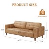 3-Seater Sofa Couch, 83" Wide Faux Leather Sofa Couch with Spring Cushion, Modern Sofa with Deep Seats Orange - 2 of 4