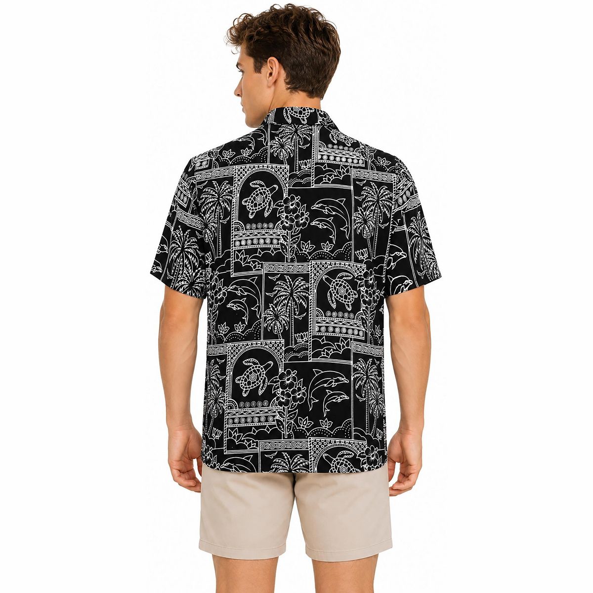 LA LEELA Mens Hawaiian Shirts Short Sleeve Button Down Shirt Mens Hawaii Shirts Boho Holiday Casual Summer Beach Shirts Funny 7XL Black,Floral - thumbnail 2