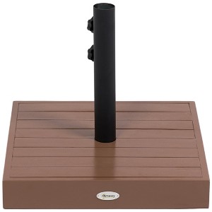 Aghana Digitals 42 lbs. Coffee Concrete Umbrella Base with Acacia Wood Exterior for 1.25/1.5" - 1 of 4