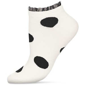Memoi Women's Ruffle Polka Dot Cotton Blend Low-Cut Socks - 1 of 3