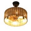 18" Rustic Rattan-Style Ceiling Fan with 6-Light Fixture, Vintage Rope Cage Design and Remote Control for Dining or Bedroom - 2 of 4