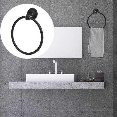 PiccoCasa Wall Mount Ring Towel Holder Towel Hanger Matte Stainless Steel Shower Caddies 5.5"x1.6"x7.5" Black 1 Pc