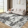 Itopfox Abstract Washable Rug with Anti-Slip Backing, Non-Shedding Stain-Resistant Soft Large Carpet for Living Room Bedroom Dining Room - Black - 3 of 4