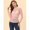 Allegra K Women's See-Through Long Sleeve Turtleneck Sheer Floral Lace Blouse - 3 of 4