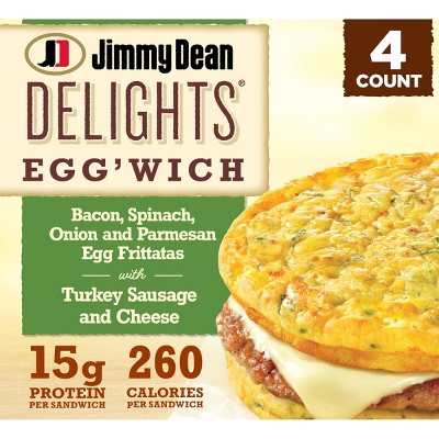 Jimmy Dean Delights Frozen Bacon Spinach & Onion Egg'wich - 16.4oz/4ct