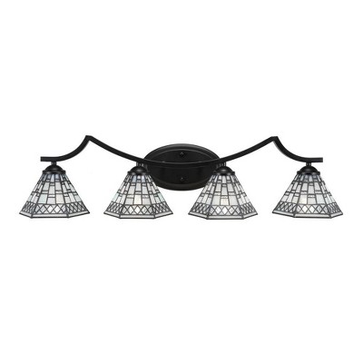 Toltec Lighting Zilo 4 - Light Vanity in  Matte Black with 7" Pewter Art Glass Shade