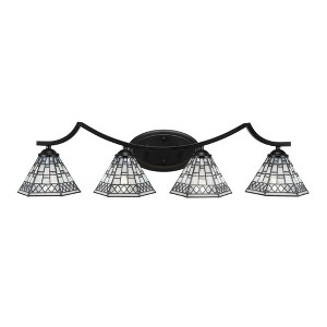 Toltec Lighting Zilo 4 - Light Vanity in  Matte Black with 7" Pewter Art Glass Shade - 1 of 1