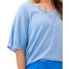 Women's Lurex Pointelle Batwing Vneck Sweater - ESQUALO - 3 of 4