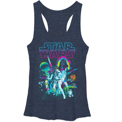 Women's Star Wars Neon Collage Racerback Tank Top : Target