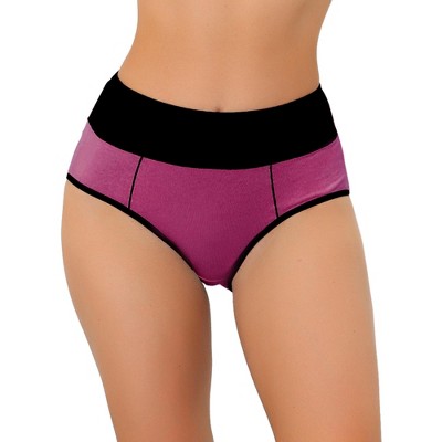 Allegra K Women's High Waist Tummy Control Color-block Available In Plus  Size Brief Dark Purple Small : Target