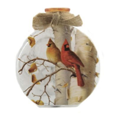 Stony Creek 4.5" Fall Cardinals Pre-Lit Round Sm Jar Ribbon Autumn  -  Novelty Sculpture Lights