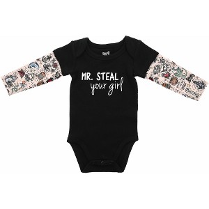 Pavilion Gift Company - Mr. Steal - 12-24 Months Biker Tat Tee Bodysuit - Leotards and Bodysuits - 1 of 4