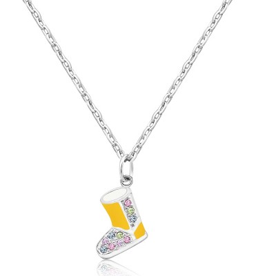 Chanteur Hypoallergenic Kids Jewelry Accessories Boots Yellow Crystal White gold palladium Plating Necklace Pendant