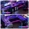 U Shaped Desk, 126 Inch Gaming Desk with Monitor Stand and LED Lights, Reversible Shaped Large Computer Desk with Power Outlets - 3 of 4