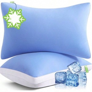 Silky Soft Queen Pillow Set, 2 Pack, Hotel - Style Down Alternative, Cooling Blue, 20x30 - 1 of 4