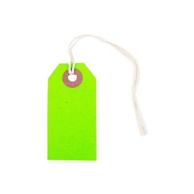 JAM Paper Gift Tags with String Tiny 2 3/4 x 1 3/8 Neon Green 10/Pack 91931047