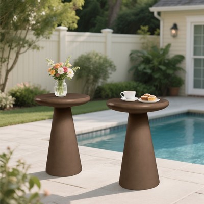 UPHA 16-Inch Round Side Table Set of 2 – Magnesium Oxide Mushroom Shape End Table for Indoor & Outdoor Use