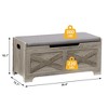 Storage Bench, 23.6'' Retro Wooden Storage Chest with 2 Safety Hinges - 3 of 4
