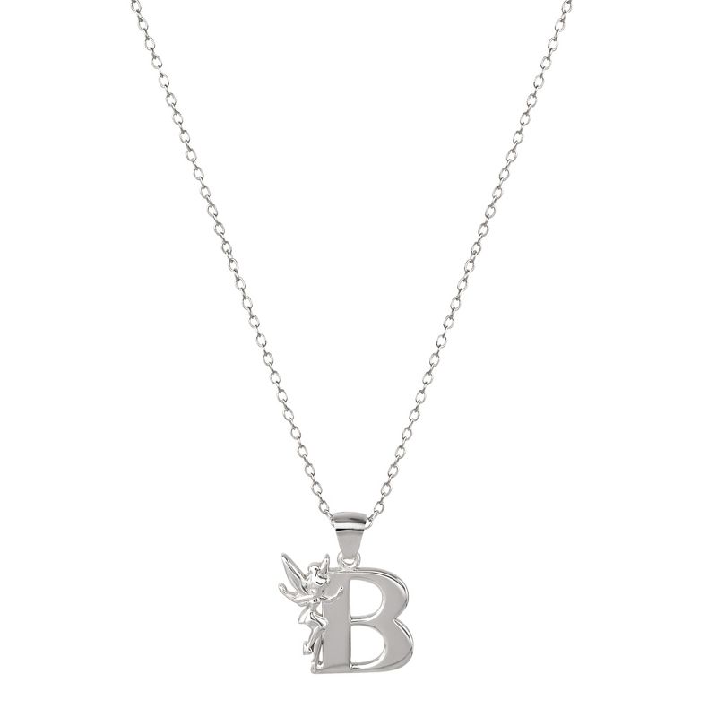 Disney Tinkerbell Initial Silver Pendant Necklace, 4 of 6