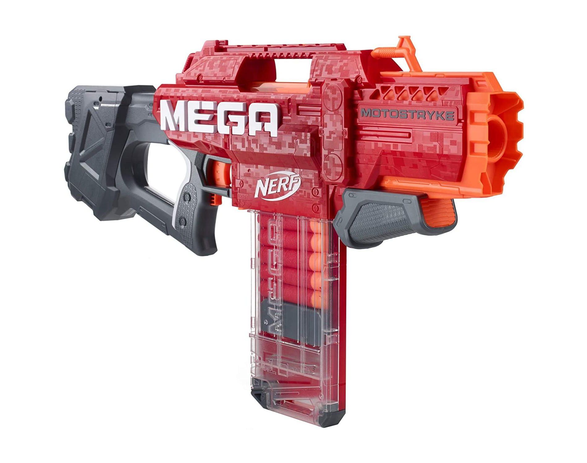 Nerf Mega Motostryke Motorized 10-Dart Blaster - Includes 10 Official Mega Darts and 10-Dart Clip - for Kids, Teens, Adults