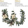6 ft Pre-Lit Christmas Garland, Gold Theme with 20 Lights, Ball Ornaments, Pine Cones, Berries, Ribbons & Faux Antlers for Door, Mantel, Stairs - 3 of 4