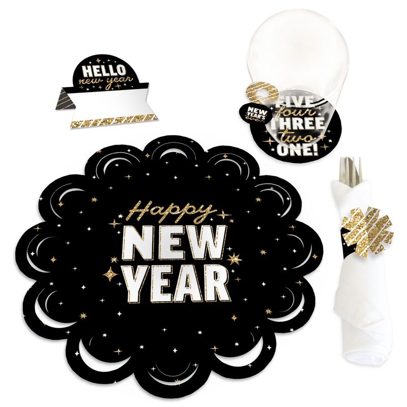 Big Dot of Happiness Hello New Year - 2024 NYE Party Paper Charger and Table Decorations - Chargerific Kit - Place Setting for 8, 1 of 9