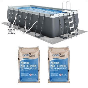 Intex Above Ground Swimming Pool Set, Ultra XTR 18' x 9' x 52" Rectangular Frame Bundled with OptiFlow Premium Filter Sand, 50 lb Bag - 1 of 4