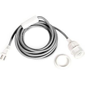 Juvale Hanging Pendant Swag Light Cord - Silver | UL Listed | 12 Feet Long | Simply Plug Into Outlet - 1 of 2