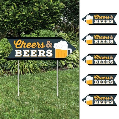 Big Dot of Happiness Cheers and Beers Happy Birthday - Arrow Birthday Party Direction Signs - Double Sided Outdoor Yard Signs - Set of 6