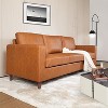 Brown Leather Sofa, 83" Mid-Century Modern Couch, 3-Seater Sofa with Armrests and Comfy Cushions, Pu Deep Seat Sofas for Living Room, Bedroom, Office - 3 of 4