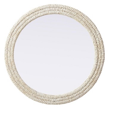 Elegant Lighting Round Cornhusk Mirror 36x36 in Linen White